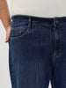 Plus Men's Blue Straight Fit Washed Denim Jeans Stretchable