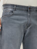 Plus Men's Grey Straight Fit Washed Denim Jeans Stretchable