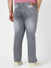 Plus Men's Grey Straight Fit Washed Jeans Stretchable