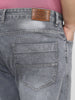 Plus Men's Grey Straight Fit Washed Jeans Stretchable