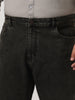 Plus Men's Black Straight Fit Heavy Washed Jeans Stretchable