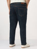 Plus Men's Dark Blue Straight Fit Heavy Washed Jeans Stretchable