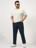Plus Men's Dark Blue Straight Fit Heavy Washed Jeans Stretchable