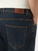 Plus Men's Dark Blue Straight Fit Heavy Washed Jeans Stretchable