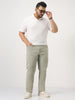 Plus Men's Ice Grey Straight Fit Heavy Washed Jeans Stretchable