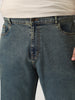 Plus Men's Light Blue Straight Fit Heavy Washed Jeans Stretchable