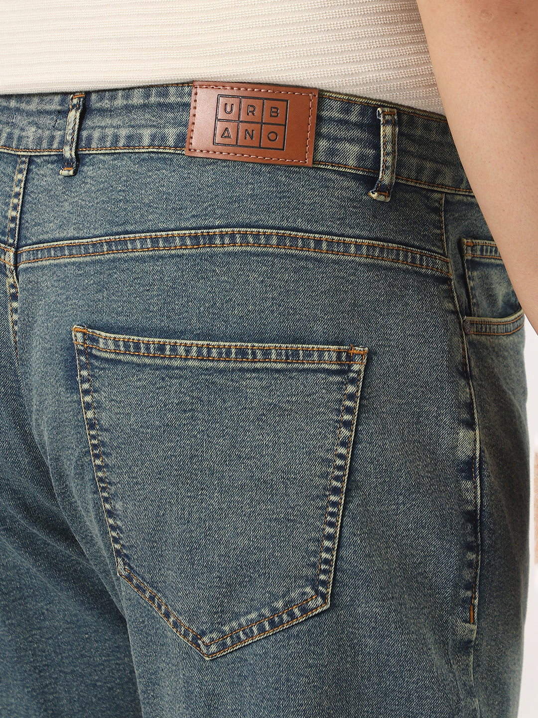 Plus Men's Light Blue Straight Fit Heavy Washed Jeans Stretchable