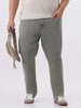 Plus Men's Light Grey Straight Fit Heavy Washed Jeans Stretchable