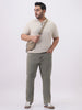 Plus Men's Light Grey Straight Fit Heavy Washed Jeans Stretchable