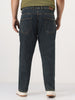 Plus Men's Blue Straight Fit Heavy Washed Jeans Stretchable