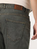 Plus Men's Grey Straight Fit Heavy Washed Jeans Stretchable