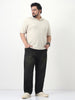 Plus Men's Black Straight Fit Heavy Washed Jeans Stretchable