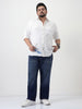 Plus Men's Dark Blue Straight Fit Heavy Washed Jeans Stretchable