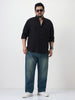 Plus Men's Light Blue Straight Fit Heavy Washed Jeans Stretchable