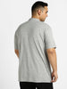 Urbano Plus Men's Grey Melange Solid Mandarin Collar Regular Fit Half Sleeve Cotton T-Shirt