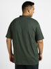 Urbano Plus Men's Green Melange Solid Mandarin Collar Regular Fit Half Sleeve Cotton T-Shirt