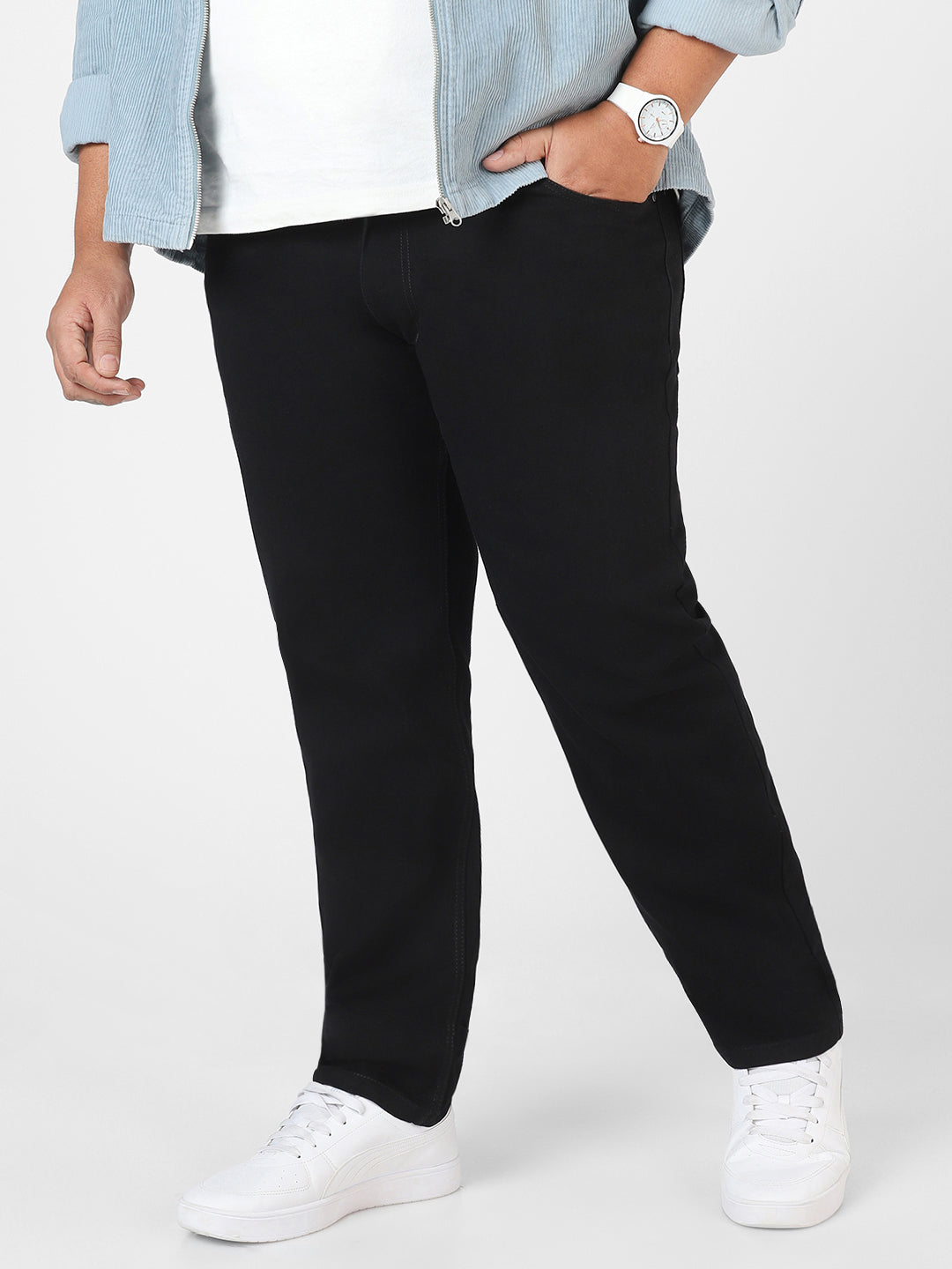 Plus Regular Men Black Jeans