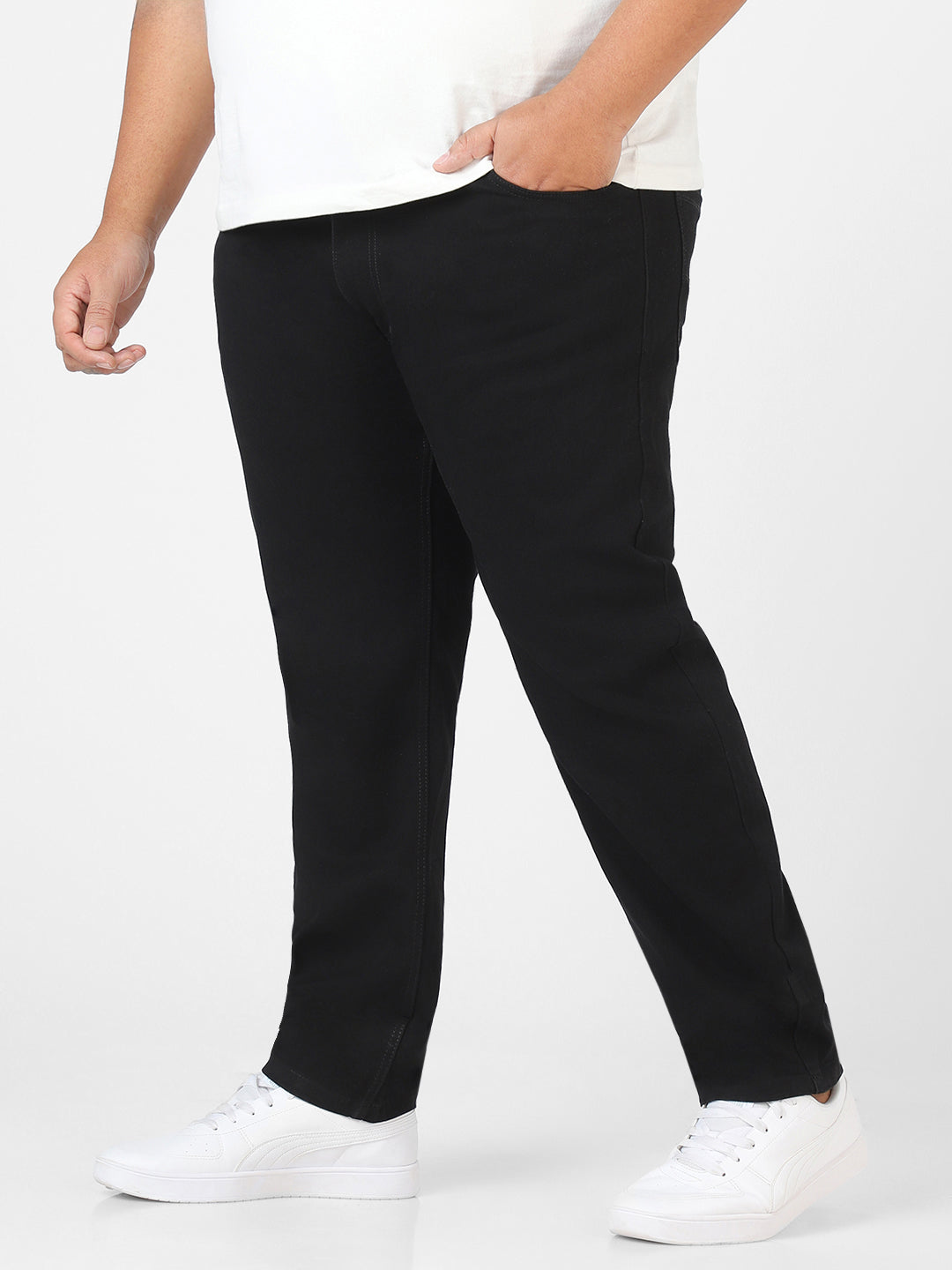 Plus Regular Men Black Jeans