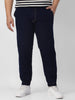 Plus Men's Dark Blue Regular Fit Washed Joggers Jeans Stretchable