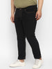 Plus Men's Jet Black Regular Fit Washed Jeans Stretchable