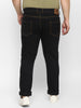 Plus Men's Jet Black Regular Fit Washed Jeans Stretchable