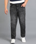 Plus Men's Grey Slim Fit Washed Jeans Stretchable