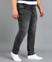 Plus Men's Grey Slim Fit Washed Jeans Stretchable