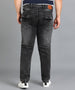 Plus Men's Grey Slim Fit Washed Jeans Stretchable