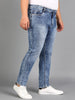 Plus Men's Sky Blue Slim Fit Washed Jeans Stretchable