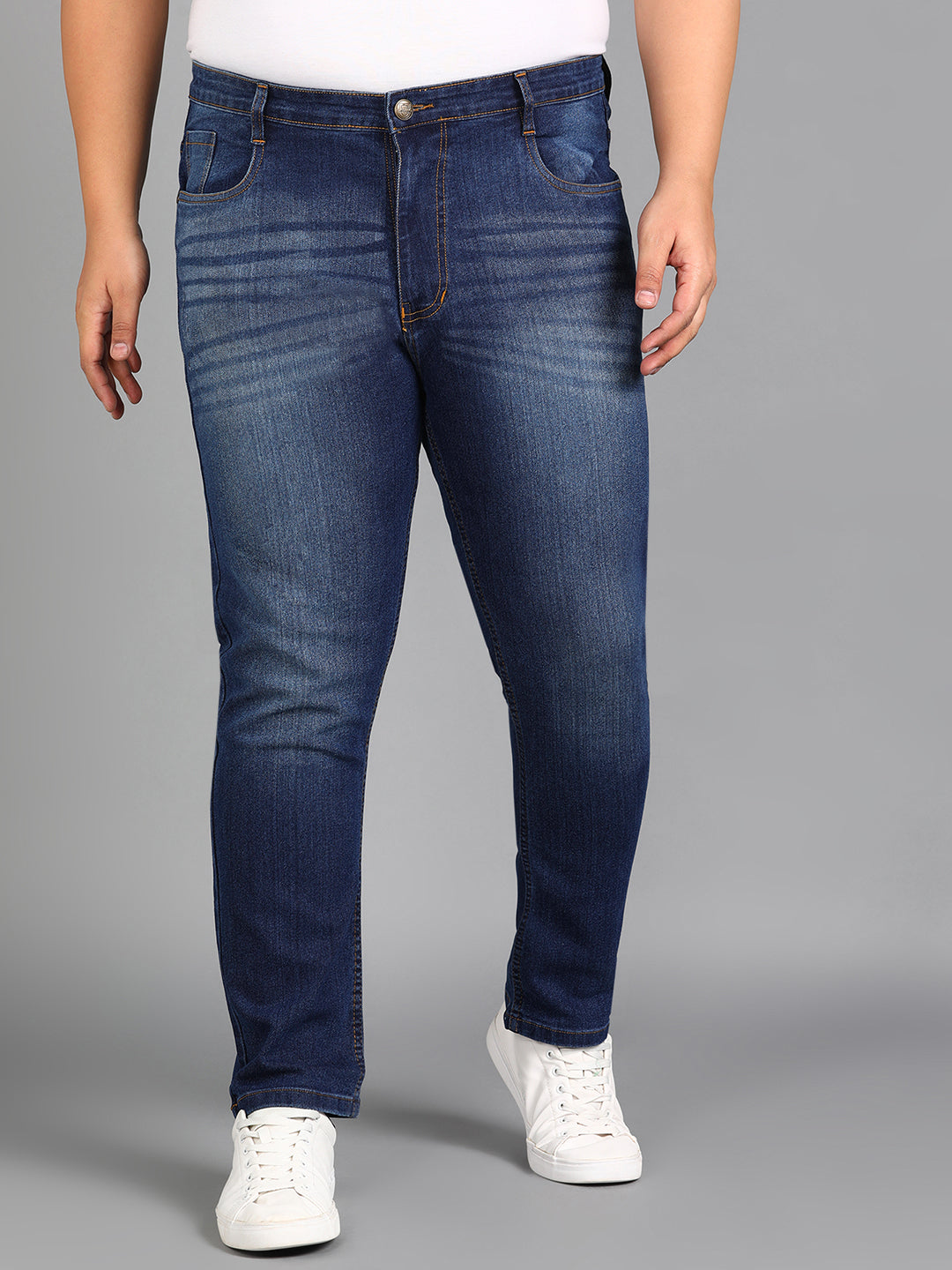 Urbano Plus Men's Blue Slim Fit Mild Distressed/Torn Jeans Stretchable