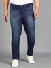 Plus Men's Blue Slim Fit Mild Distressed/Torn Jeans Stretchable