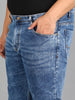 Plus Men's Blue Slim Fit Washed Jeans Stretchable