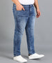 Plus Men's Royal Blue Skinny Fit Washed Jeans Stretchable