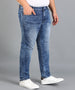 Plus Men's Royal Blue Skinny Fit Washed Jeans Stretchable