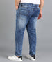 Plus Men's Royal Blue Skinny Fit Washed Jeans Stretchable