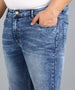 Plus Men's Royal Blue Skinny Fit Washed Jeans Stretchable