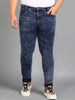 Plus Men's Blue Skinny Fit Washed Jeans Stretchable