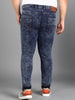 Plus Men's Blue Skinny Fit Washed Jeans Stretchable