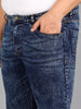 Plus Men's Blue Skinny Fit Washed Jeans Stretchable