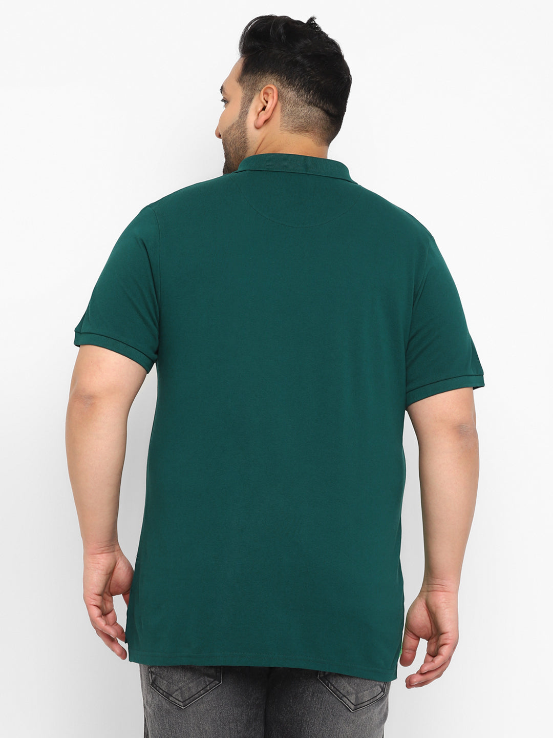 Urbano Plus Men's Green Colour-Block Regular Fit Half Sleeve Cotton Polo T-Shirt