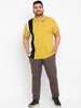 Urbano Plus Men's Yellow, White, Black Colour-Block Regular Fit Half Sleeve Cotton Polo T-Shirt