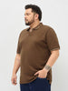 Plus Men's Dark Brown Solid Regular Fit Half Sleeve Cotton Polo T-Shirt