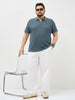 Plus Men's Dark Grey Solid Regular Fit Half Sleeve Cotton Polo T-Shirt