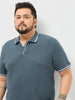 Plus Men's Dark Grey Solid Regular Fit Half Sleeve Cotton Polo T-Shirt