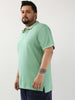 Plus Men's Granite Green Solid Regular Fit Half Sleeve Cotton Polo T-Shirt
