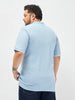 Plus Men's Light Sky Blue Solid Regular Fit Half Sleeve Cotton Polo T-Shirt