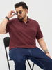 Plus Men's Maroon Solid Regular Fit Half Sleeve Cotton Polo T-Shirt