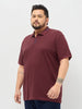 Plus Men's Maroon Solid Regular Fit Half Sleeve Cotton Polo T-Shirt