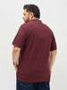 Plus Men's Maroon Solid Regular Fit Half Sleeve Cotton Polo T-Shirt