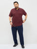 Plus Men's Maroon Solid Regular Fit Half Sleeve Cotton Polo T-Shirt